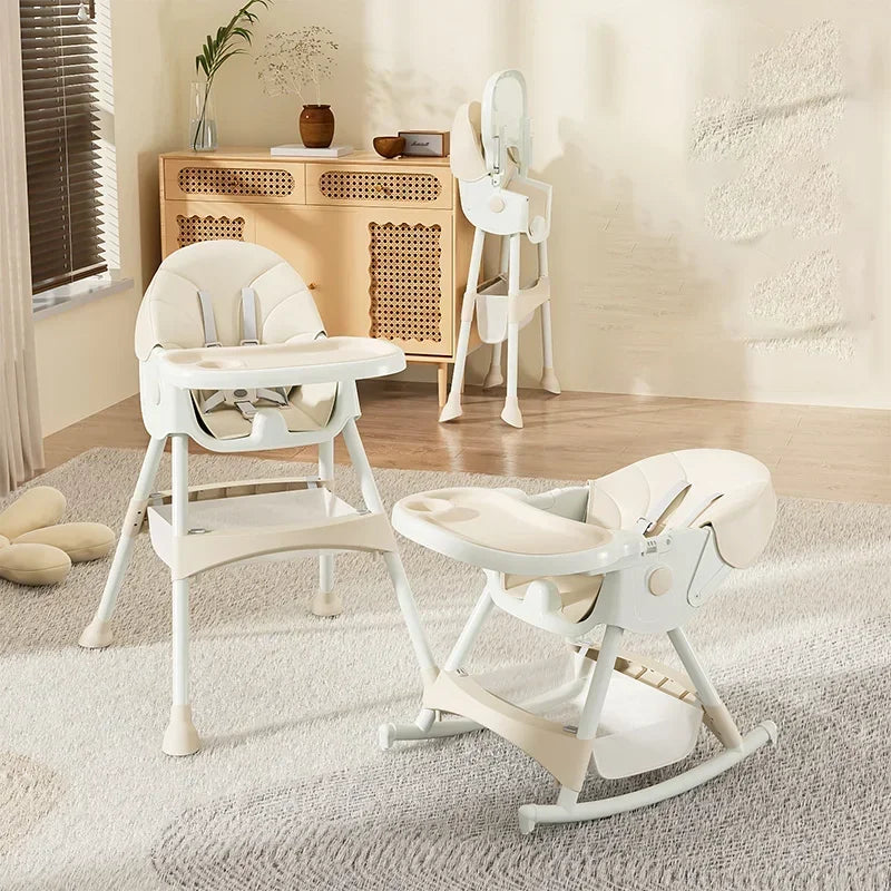 Adjustable Kids High Chair with Tray Lie Flat Rocking Dining Chair for Babies Toddlers Highchair Booster for Dining Comfort